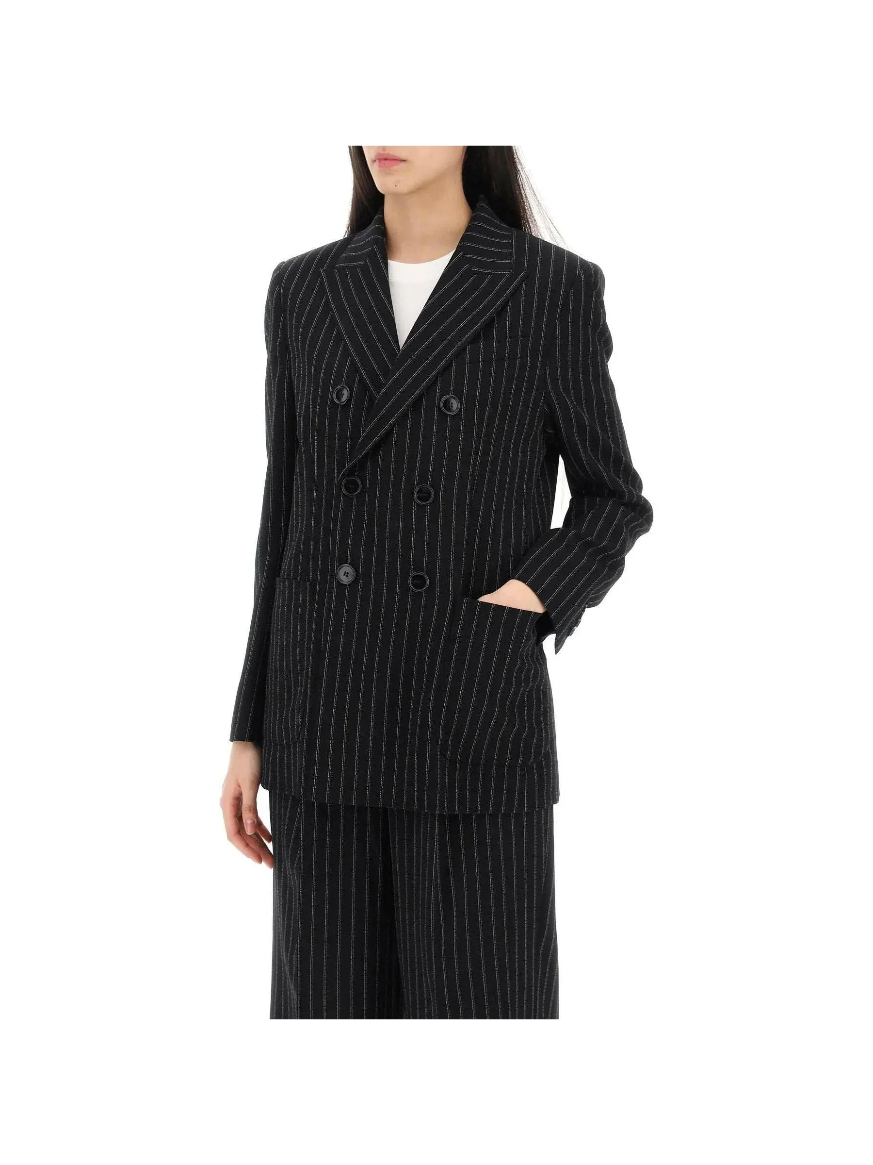 Pinstriped Wool Crepe Blazer