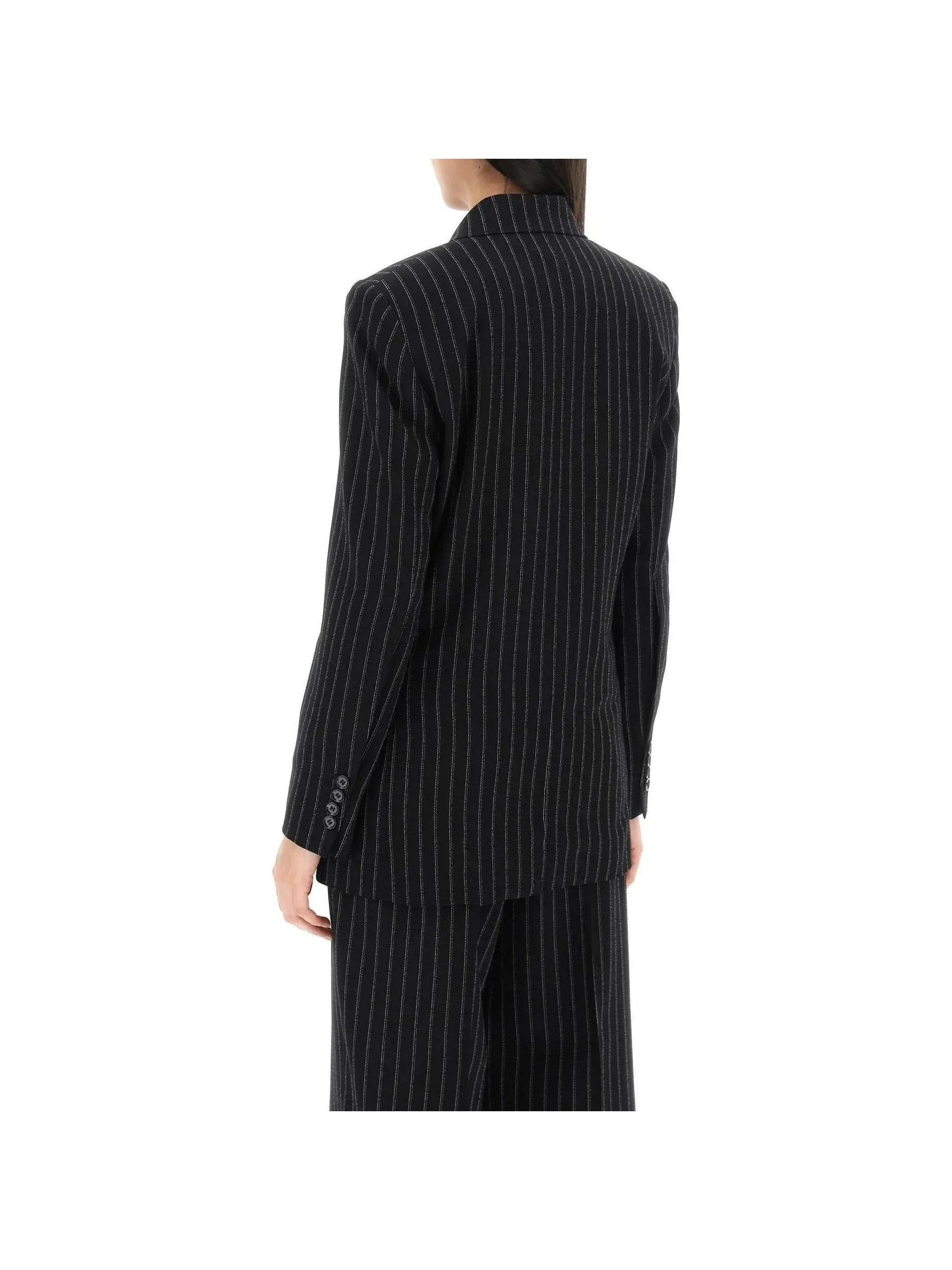 Pinstriped Wool Crepe Blazer