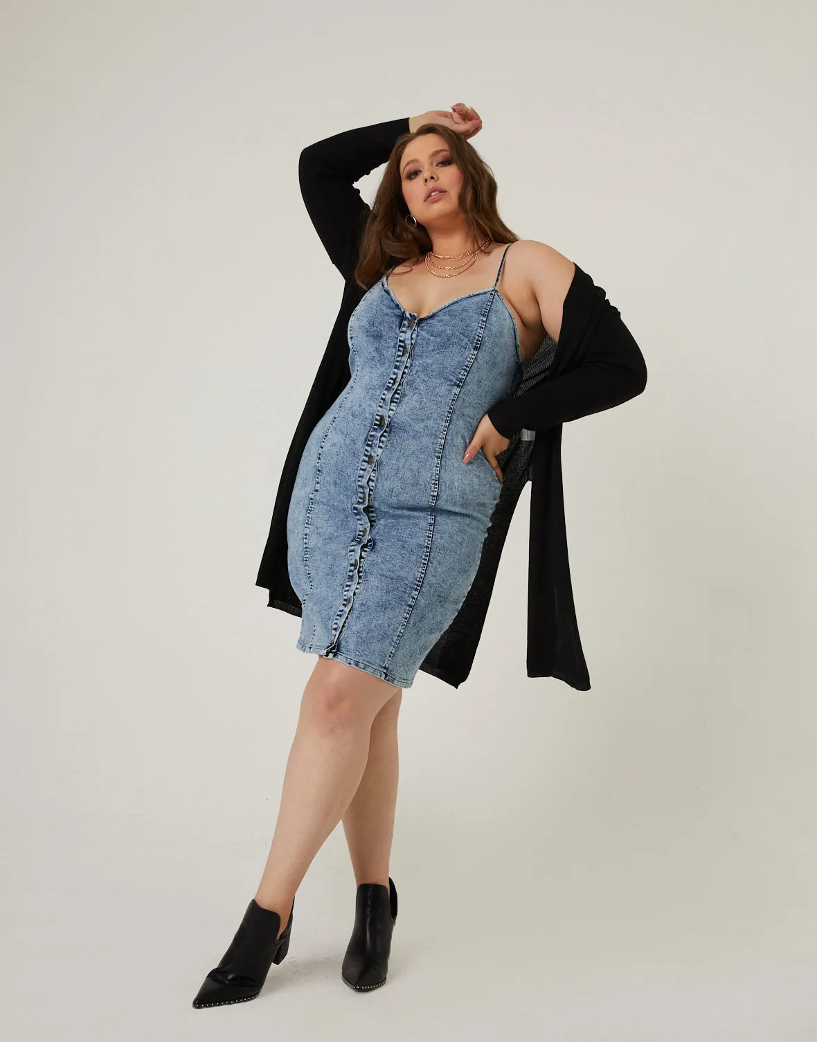 Plus Size Button Down Denim Dress