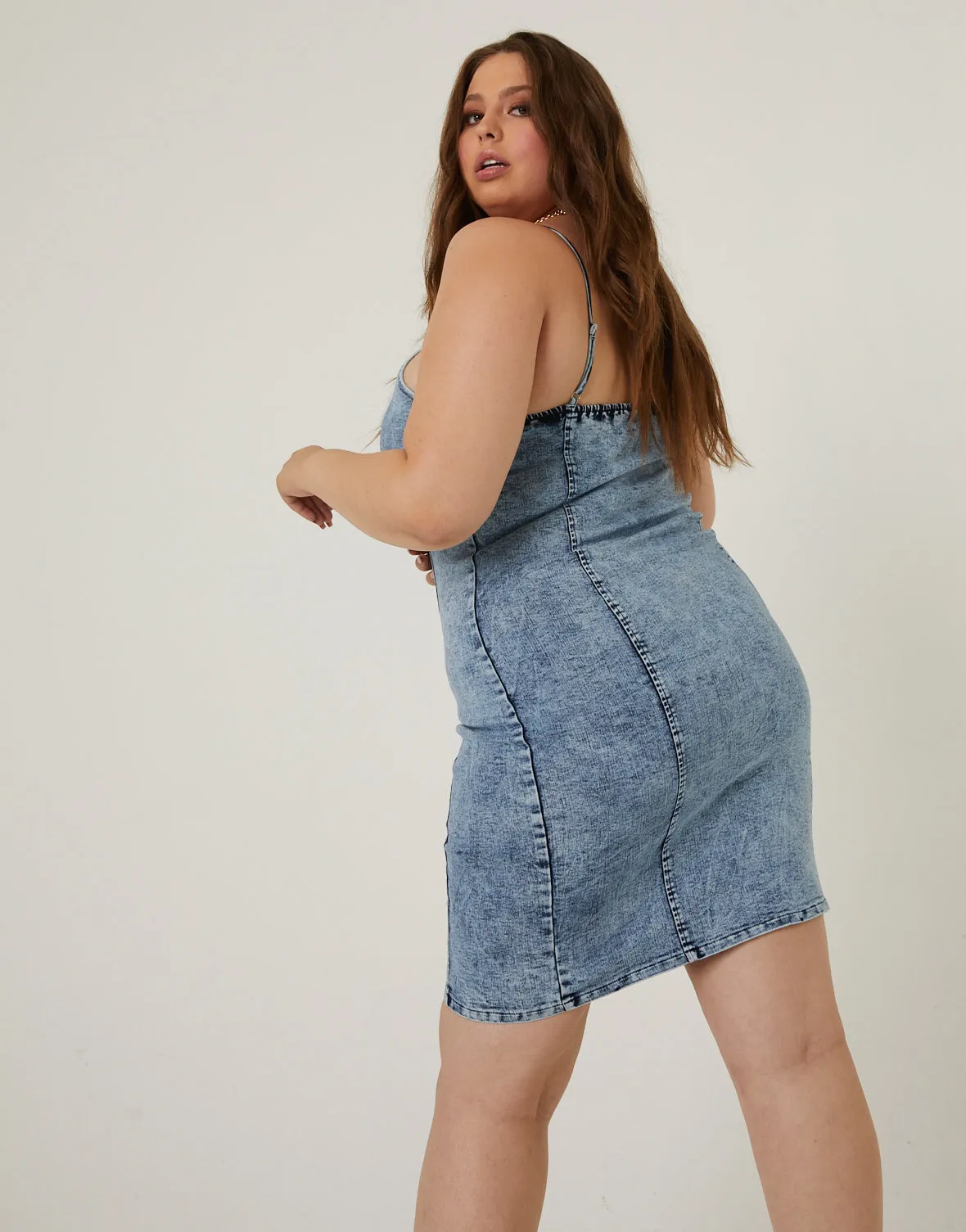 Plus Size Button Down Denim Dress