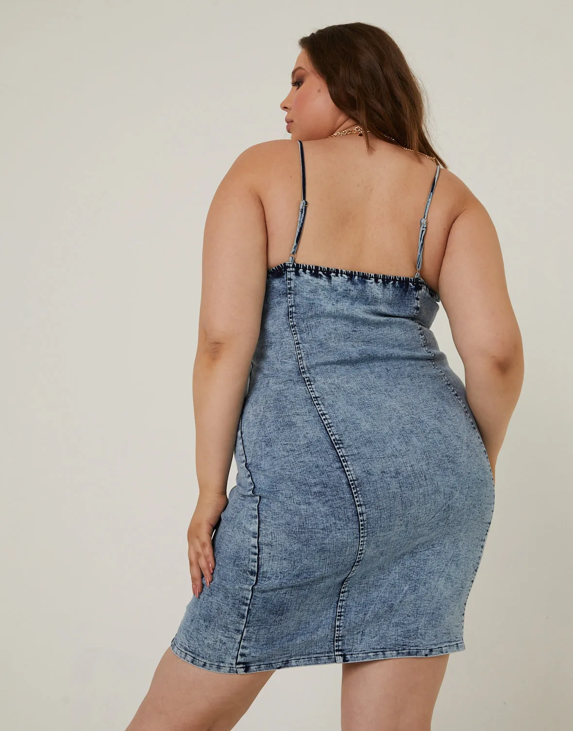 Plus Size Button Down Denim Dress