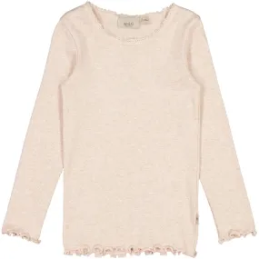 Rib T-Shirt Lace LS - rose melange