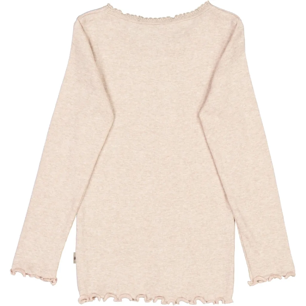 Rib T-Shirt Lace LS - rose melange