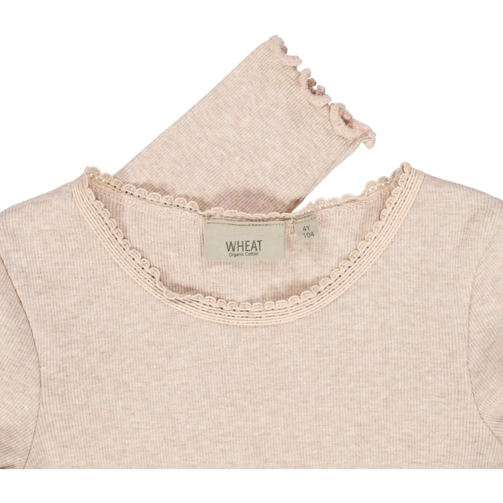 Rib T-Shirt Lace LS - rose melange