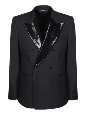 Sequin-lapels black jacket