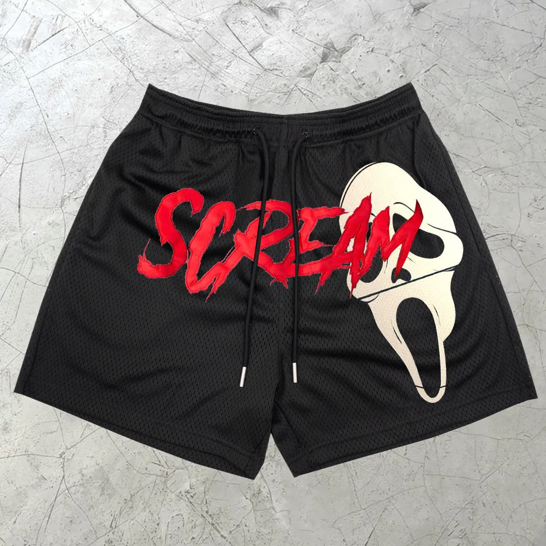 Spoof Pattern Fashion Street Mesh Shorts