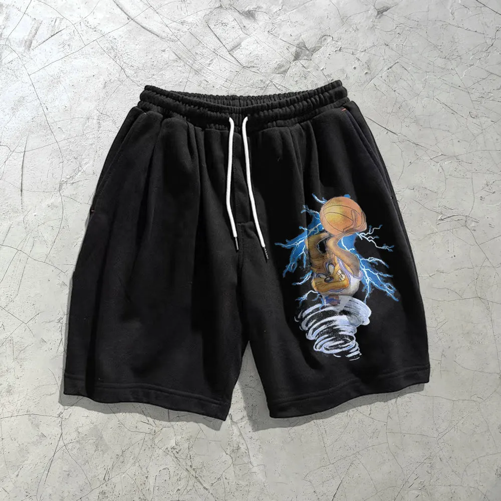 Sports fashion rabbit print casual shorts