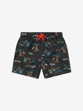 Stella McCartney Boys Shark Swim Shorts in Black