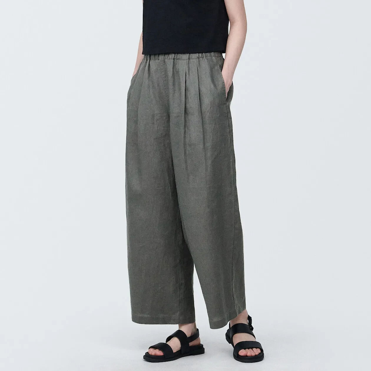 Washed Linen Relaxed Wide Pants