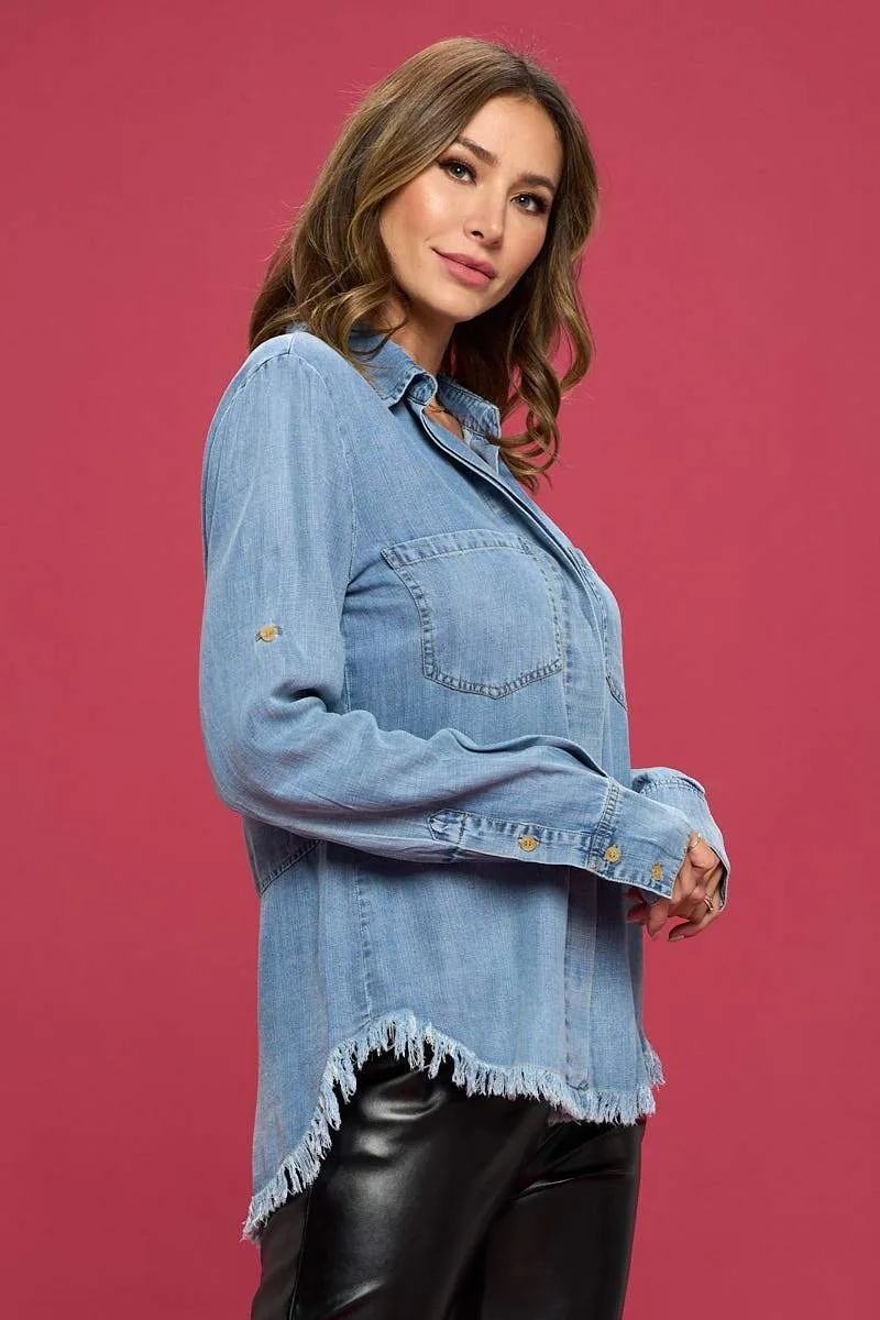 Washed Tencel Light Denim Blouse