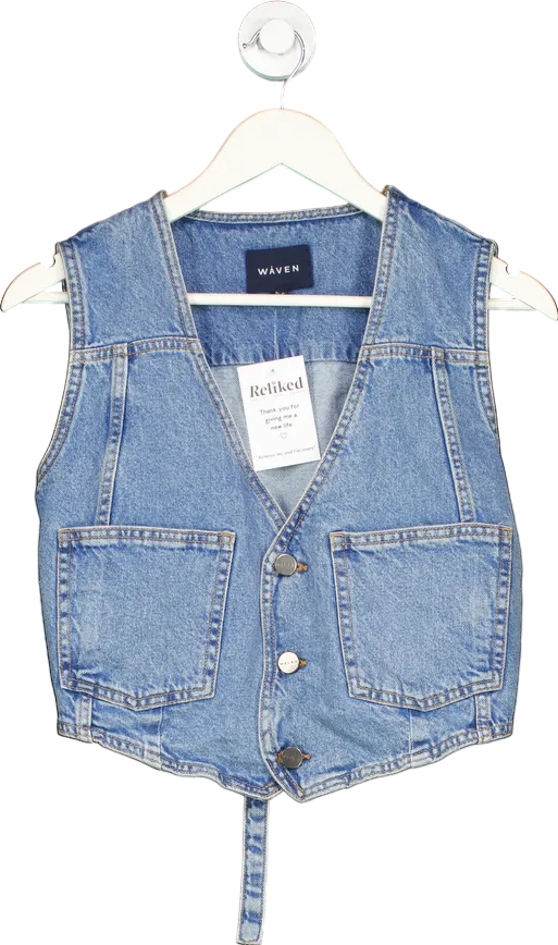 Waven Blue Mina Denim Waistcoat UK S