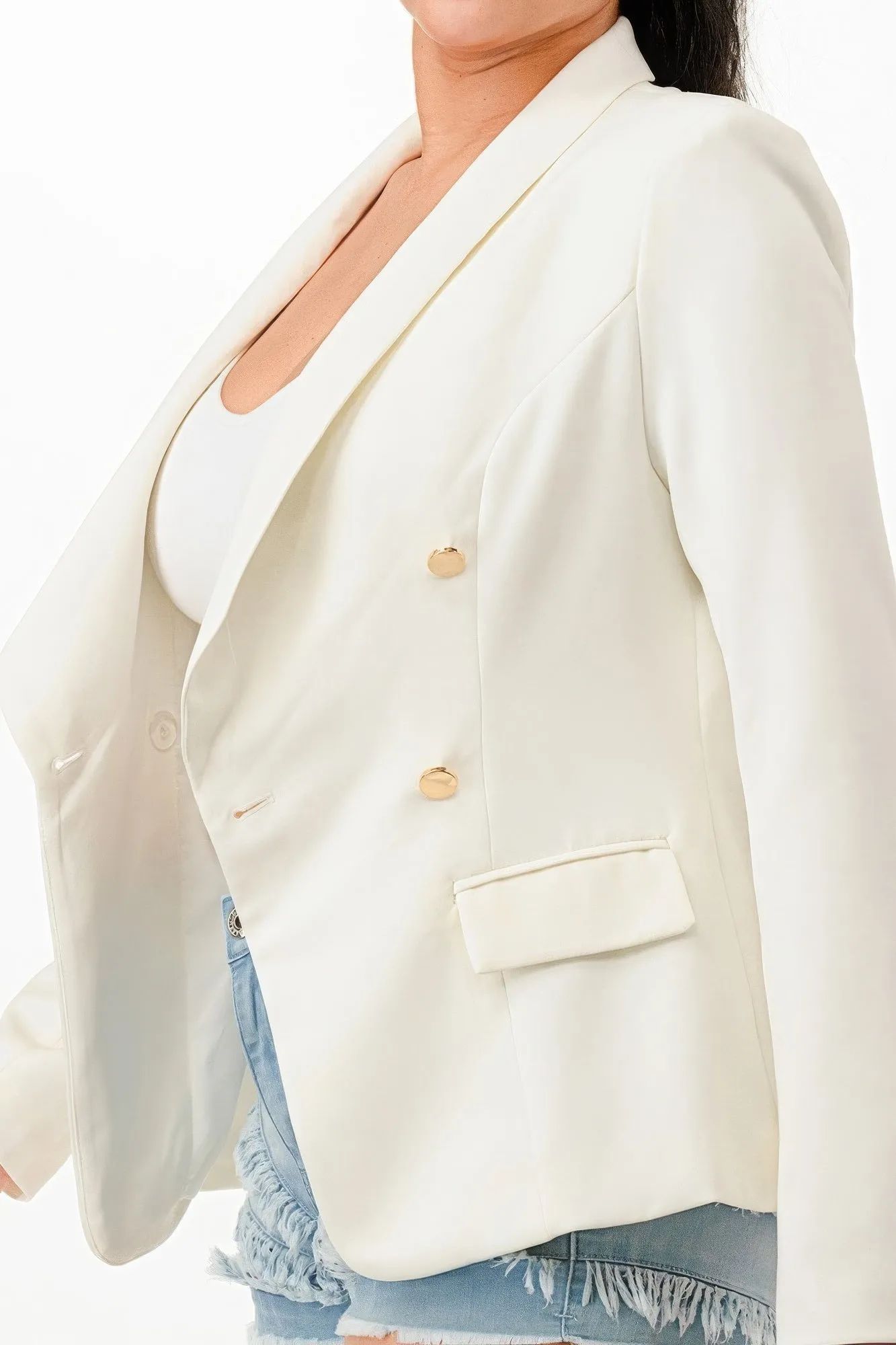 White Double Breasted Blazer Jacket