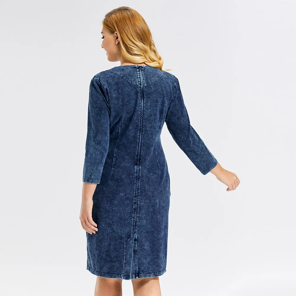 Women'S Plus Size Denim Dress Elasticity